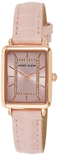 Anne Klein Women's Japanese Quartz Dress Watch with Faux Leather Strap, Pink, 14 (Model: AK/3820RGPK)