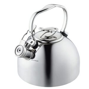 circulon stainless steel whistling tea kettle/teapot with flip-up spout, 2.3 quart - silver