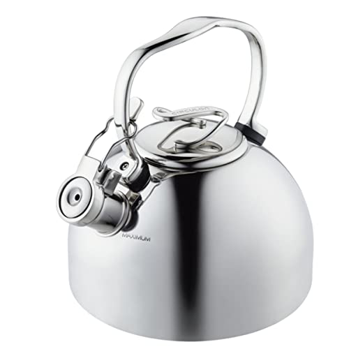 Circulon Stainless Steel Whistling Tea kettle/Teapot With Flip-Up Spout, 2.3 Quart - Silver