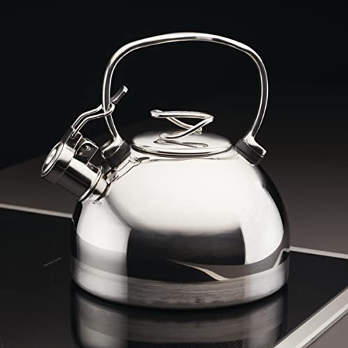 Circulon Stainless Steel Whistling Tea kettle/Teapot With Flip-Up Spout, 2.3 Quart - Silver