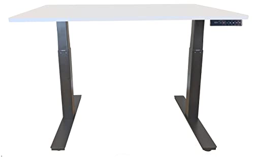 Rise UP Dual Motor Electric Adjustable Height Standing Desk Ergonomic sit Stand up Home Office Desk Modern Standup Computer Workstation (Gray Frame | 26.1-51.6" Height Range | White 60x30 Desktop)