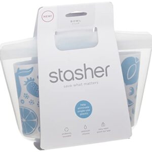Stasher Reusable Silicone Storage Bag, Food Storage Container, Microwave and Dishwasher Safe, Leak-free, 2 Cup Bowl, Clear