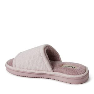 Dearfoams Women's Demi Rib Knit Slide Slipper, Pale Mauve, Medium