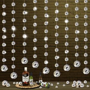 8 packs mini disco ball ornaments reflective mirror decor silver hanging decorations for tree wedding dance music festival birthday party home supplies (1 inch, 2 inch)