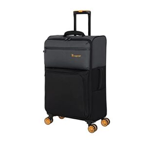 it luggage duo-tone 27" softside checked 8 wheel spinner, pewter/black