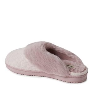 Dearfoams Women's Dahlia Rib Knit Scuff Slipper, Pale Mauve, Large