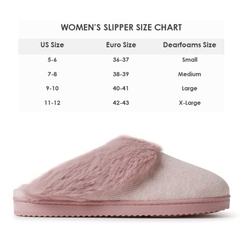 Dearfoams Women's Dahlia Rib Knit Scuff Slipper, Pale Mauve, Large