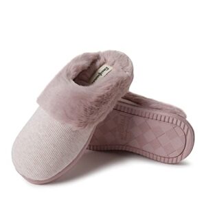 Dearfoams Women's Dahlia Rib Knit Scuff Slipper, Pale Mauve, Large