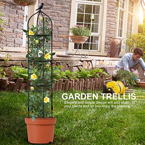 Actaday Trellis for Potted Plants, 6FT Garden Potted Plant Support, Rustproof Outdoor Climbing Plant Support with Plastic Coating,Garden Obelisk Trellis for Vine Ivy Roses Clematis Outdoor Decor