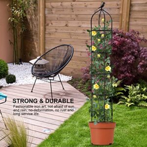 Actaday Trellis for Potted Plants, 6FT Garden Potted Plant Support, Rustproof Outdoor Climbing Plant Support with Plastic Coating,Garden Obelisk Trellis for Vine Ivy Roses Clematis Outdoor Decor