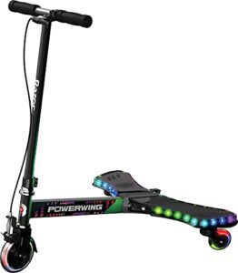 razor powerwing lightshow caster scooter for kids ages 6+ – multi-color led lights with 5 animated light modes, inclined casters for drifting and spinning, for riders up to 143 lbs