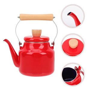 Cabilock Stainless Steel Water Bottle Enamel Whistling Tea Kettle with Handle Stovetop Tea Kettle Stainless Steel Whistling Teapot Water Boiler for Home Kitchen Red 1. 5L Water Kettle