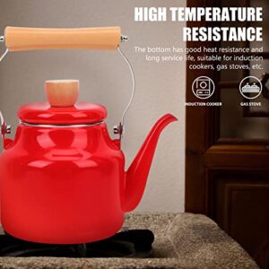 Cabilock Stainless Steel Water Bottle Enamel Whistling Tea Kettle with Handle Stovetop Tea Kettle Stainless Steel Whistling Teapot Water Boiler for Home Kitchen Red 1. 5L Water Kettle