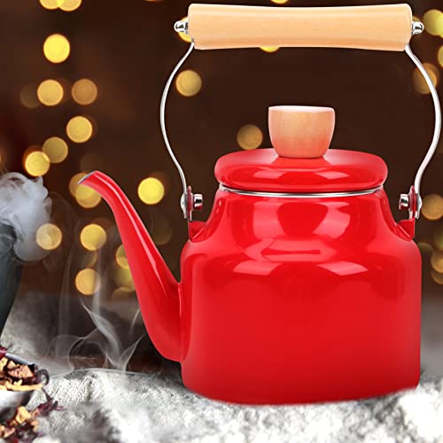 Cabilock Stainless Steel Water Bottle Enamel Whistling Tea Kettle with Handle Stovetop Tea Kettle Stainless Steel Whistling Teapot Water Boiler for Home Kitchen Red 1. 5L Water Kettle