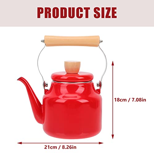 Cabilock Stainless Steel Water Bottle Enamel Whistling Tea Kettle with Handle Stovetop Tea Kettle Stainless Steel Whistling Teapot Water Boiler for Home Kitchen Red 1. 5L Water Kettle