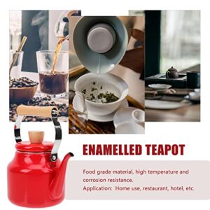 Cabilock Stainless Steel Water Bottle Enamel Whistling Tea Kettle with Handle Stovetop Tea Kettle Stainless Steel Whistling Teapot Water Boiler for Home Kitchen Red 1. 5L Water Kettle