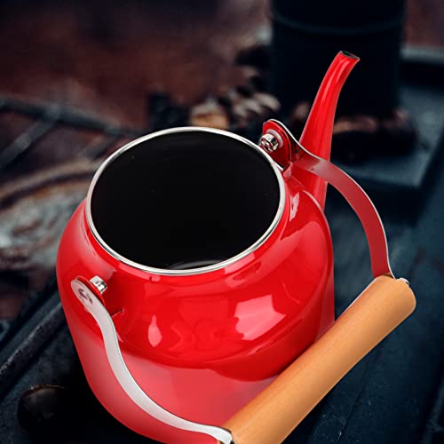 Cabilock Stainless Steel Water Bottle Enamel Whistling Tea Kettle with Handle Stovetop Tea Kettle Stainless Steel Whistling Teapot Water Boiler for Home Kitchen Red 1. 5L Water Kettle