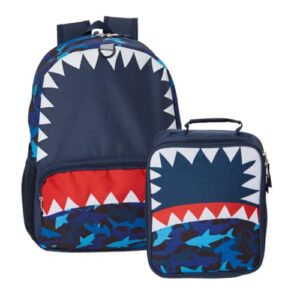 ralme 16 inch shark backpack with lunch box set for boys or girls, value bundle, blue