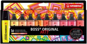 stabilo highlighter boss original arty - wallet of 10 - warm colors