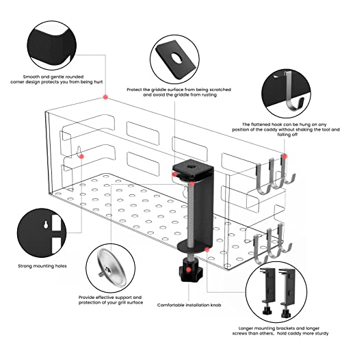MeWeBlue Griddle Caddy Storage, Space Saving Grill Accessories Tool Holder, BBQ Accessories Organizer Box Designed for 28 36 Blackstone Griddle, Tool Free No Drill