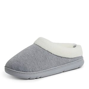dearfoams women's olive memory foam sweatshirt clog slipper, light heather grey, medium