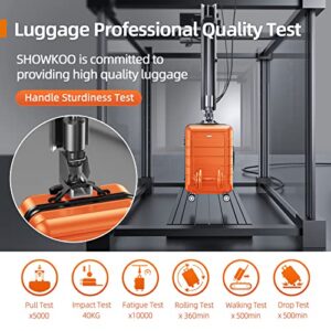 SHOWKOO Luggage Sets Expandable PC+ABS Durable Suitcase Sets Double Wheels TSA Lock 4 Piece Luggage Set Orange