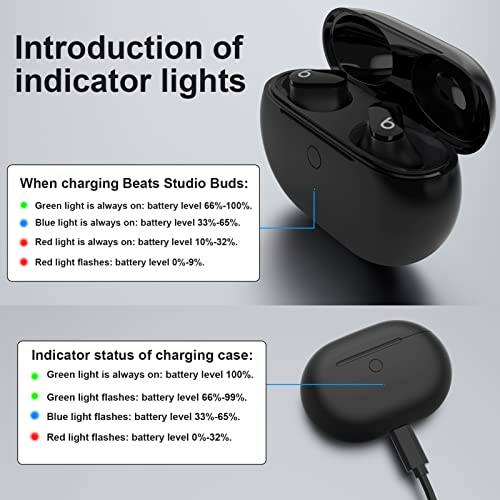 Charging Case Replacement Compatible with Beats Studio Buds Charging Case, Charging Case for Beats Studio Buds Charger Case Alternative with Bluetooth Pairing Button (NOT Included Earbuds)