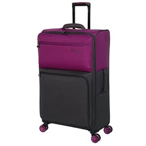 it luggage duo-tone 31" softside checked 8 wheel spinner, fuschia red/magnet