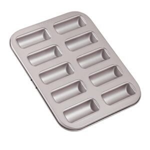 chefmade financier cake pan, 10-cavity non-stick rectangle muffin pan biscuits cookies bakeware for oven baking (champagne gold)