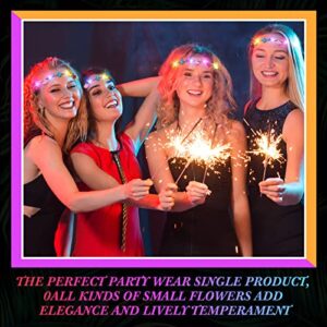 50 Pcs LED Flower Crown Headband Light Up Fairy Flower Hair Jewelry Multi-color Floral Headpiece Wreath Headdress Hair Wreath for Women Girl Hair Styling Wedding Birthday Party Holiday (Rose)