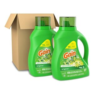 Gain Laundry Detergent Liquid Soap Plus Aroma Boost, Original Scent, He Compatible, 90 Loads Total, 65 Fl Oz (Pack Of 2)