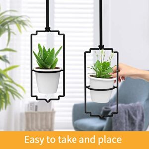 Dicasser 4pcs Adjustable Hanging Planters for Window, Wall and Ceiling Plant Hanger with Plastic Pots