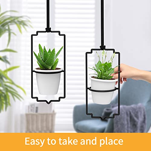 Dicasser 4pcs Adjustable Hanging Planters for Window, Wall and Ceiling Plant Hanger with Plastic Pots