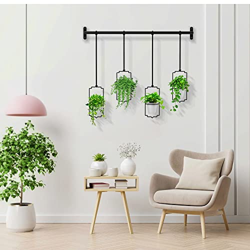 Dicasser 4pcs Adjustable Hanging Planters for Window, Wall and Ceiling Plant Hanger with Plastic Pots