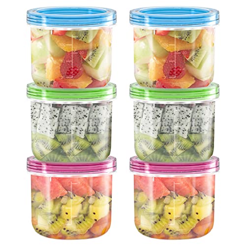 Mosville Small Containers with Lids - 6 Sets, 4 OZ Reusable and Leak Proof Salad Dressing Container and Condiment Containers, Baby Food Storage Containers Microwave & Dishwasher Safe…