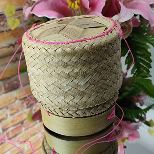 Heavens Tvcz Bamboo Sticky Rice Basket Kratip Small Handmade Natural White Orchid Basket Steamer Kitchen in Thailand for Kitchenware or Cookware Pot Food Travel Picnic Keeping After Steaming Keep Warm