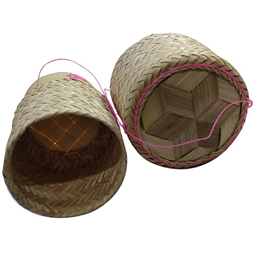 Heavens Tvcz Bamboo Sticky Rice Basket Kratip Small Handmade Natural White Orchid Basket Steamer Kitchen in Thailand for Kitchenware or Cookware Pot Food Travel Picnic Keeping After Steaming Keep Warm