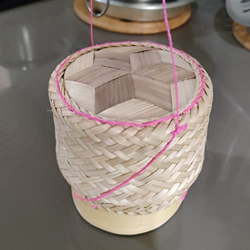 Heavens Tvcz Bamboo Sticky Rice Basket Kratip Small Handmade Natural White Orchid Basket Steamer Kitchen in Thailand for Kitchenware or Cookware Pot Food Travel Picnic Keeping After Steaming Keep Warm