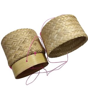 Heavens Tvcz Bamboo Sticky Rice Basket Kratip Small Handmade Natural White Orchid Basket Steamer Kitchen in Thailand for Kitchenware or Cookware Pot Food Travel Picnic Keeping After Steaming Keep Warm