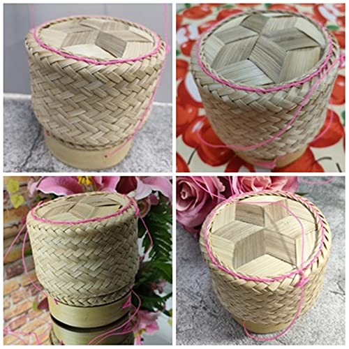 Heavens Tvcz Bamboo Sticky Rice Basket Kratip Small Handmade Natural White Orchid Basket Steamer Kitchen in Thailand for Kitchenware or Cookware Pot Food Travel Picnic Keeping After Steaming Keep Warm