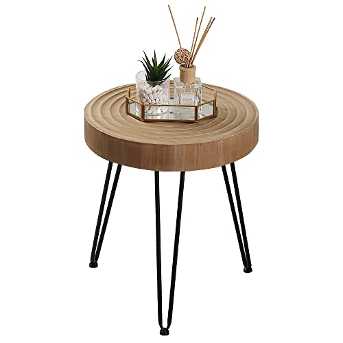 RUSTOWN Farmhouse Round Coffee Table Set of 2, Cocktail Table Set, Modern Circle Natural Wood Finsh Side and End Table Sets for Living Room,Natural