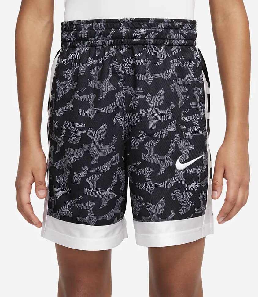 Nike Boy's Dri-FIT™ Elite All Over Print Shorts (Little Kids/Big Kids) Black/White/White XL (18-20 Big Kid)