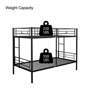 GNIXUU Metal Bunk Bed Twin Over Twin Sturdy Heavy Duty Bunk Beds with 2 Side Ladders, Space Saving, No Box Spring Needed, for Boys Girls Teens Adults