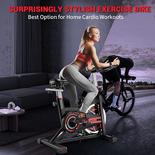 DMASUN Exercise Bike, Indoor Cycling Bike Stationary, Cycle Bike with Comfortable Seat Cushion, Digital Display with Pulse