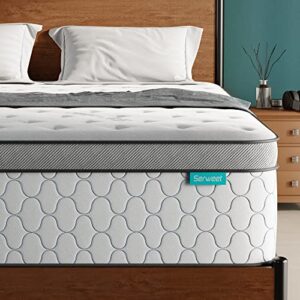 serweet 10 inch memory foam hybrid full mattress - 5-zone pocket innersprings motion isolation - heavier coils for durable support -pressure relieving - medium firm - made in north america