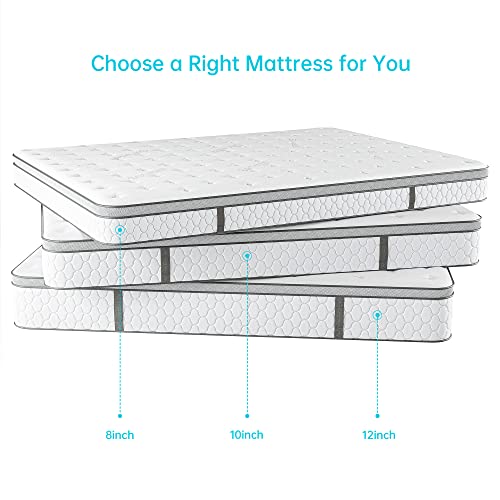 Serweet 10 Inch Memory Foam Hybrid Full Mattress - 5-Zone Pocket Innersprings Motion Isolation - Heavier Coils for Durable Support -Pressure Relieving - Medium Firm - Made in North America