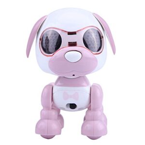 robot dog, smart dog, walking sound puppy interactive led record educational gift robot dog pet toy smart dog robot portable for kids boys(pink)