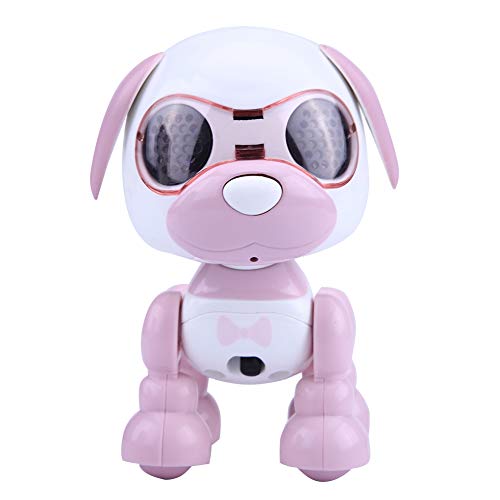 Robot Dog, Smart Dog, Walking Sound Puppy Interactive LED Record Educational Gift Robot Dog Pet Toy Smart Dog Robot Portable for Kids Boys(Pink)