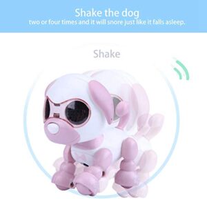 Robot Dog, Smart Dog, Walking Sound Puppy Interactive LED Record Educational Gift Robot Dog Pet Toy Smart Dog Robot Portable for Kids Boys(Pink)