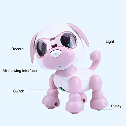 Robot Dog, Smart Dog, Walking Sound Puppy Interactive LED Record Educational Gift Robot Dog Pet Toy Smart Dog Robot Portable for Kids Boys(Pink)